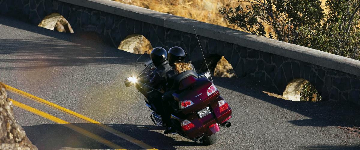 Motorcycle going around a curve