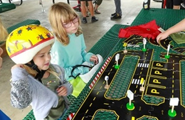 Kentucky kids with model traffic garden