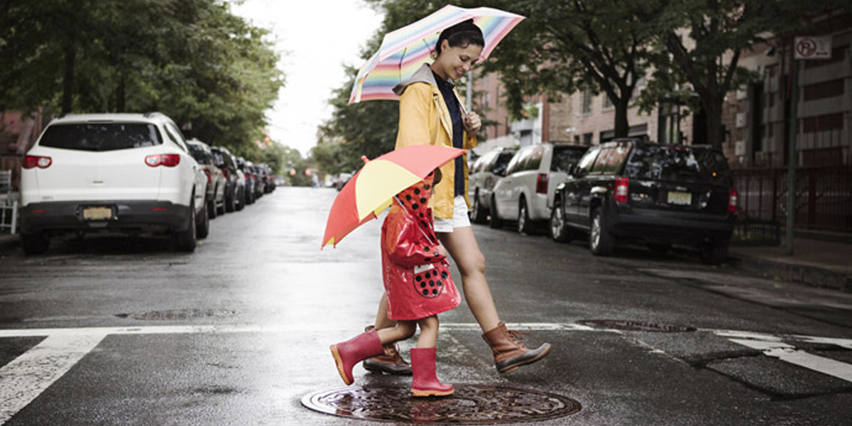 Mom and Kid crossing street