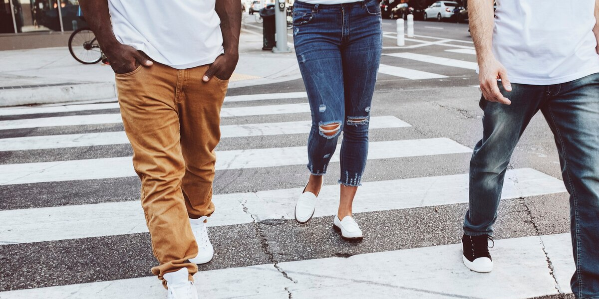 legs crossing street