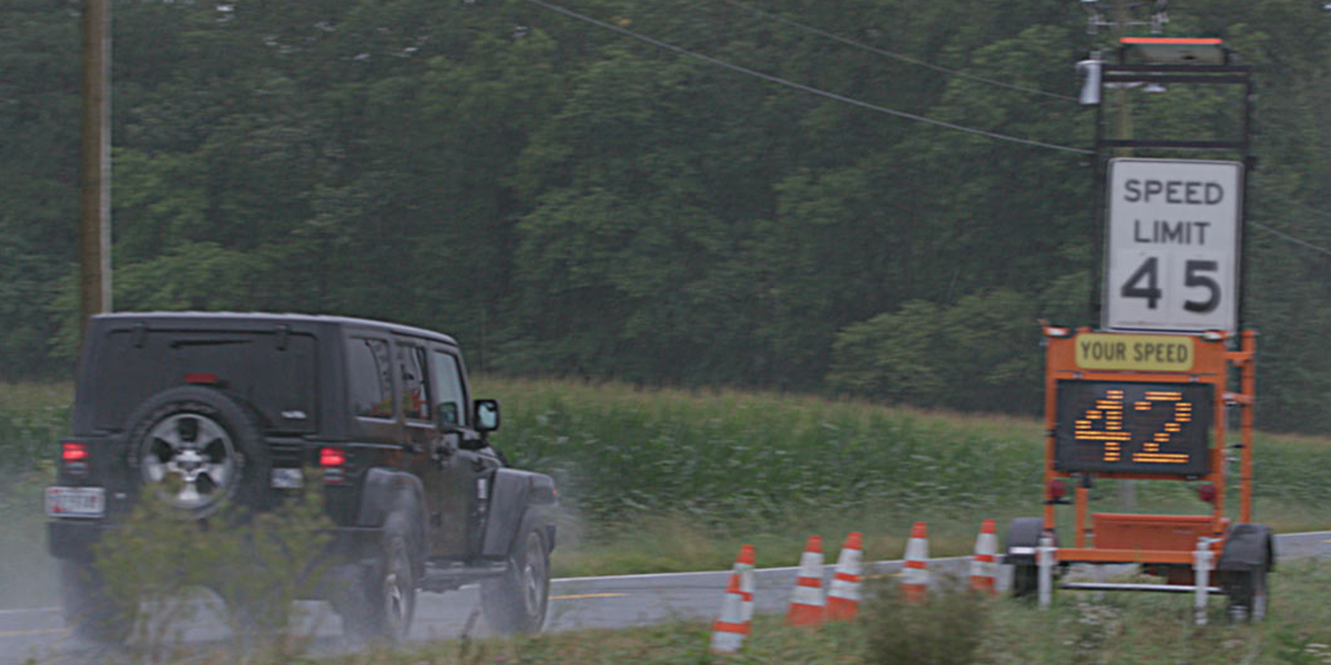 Jeep with speed display