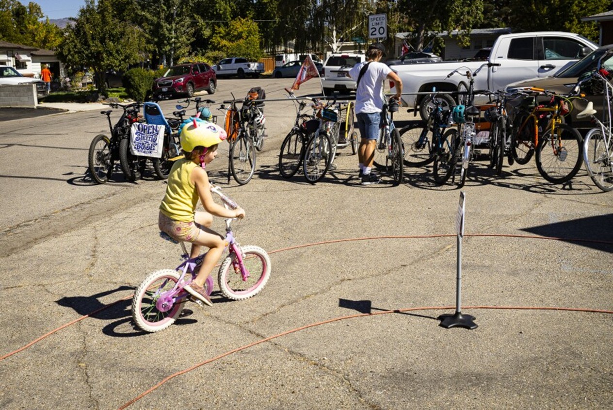 Little girl riding a bike