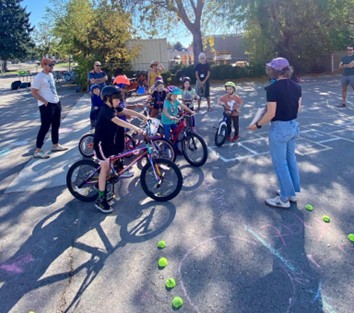 Kids riding bikes