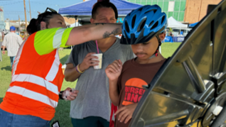 Child in bike helmet