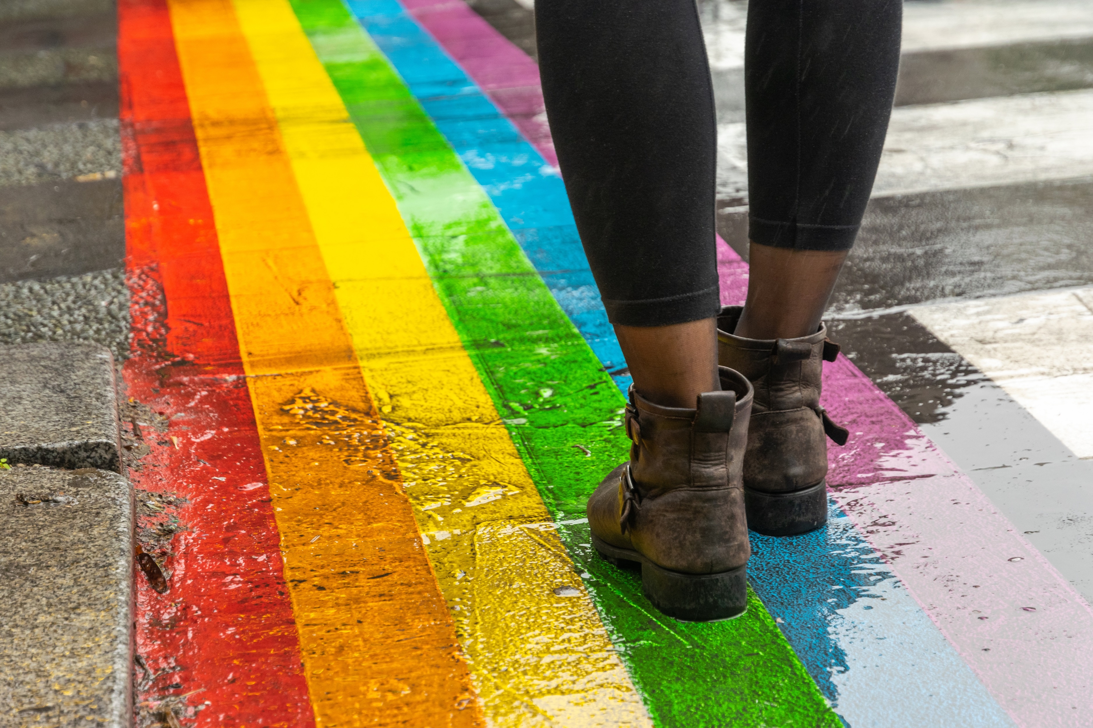 A rainbow crosswalk