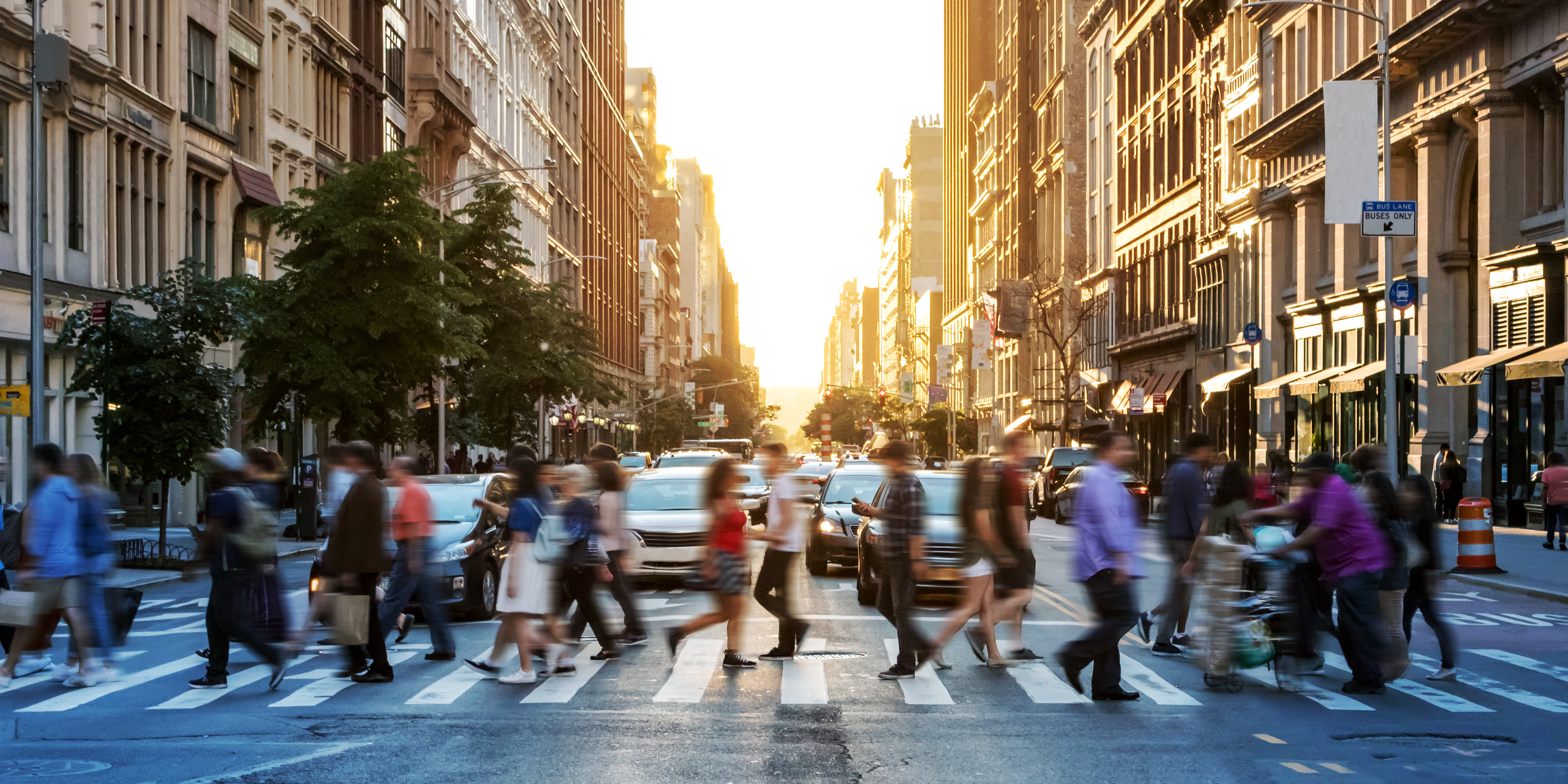 Pedestrians crossing the street