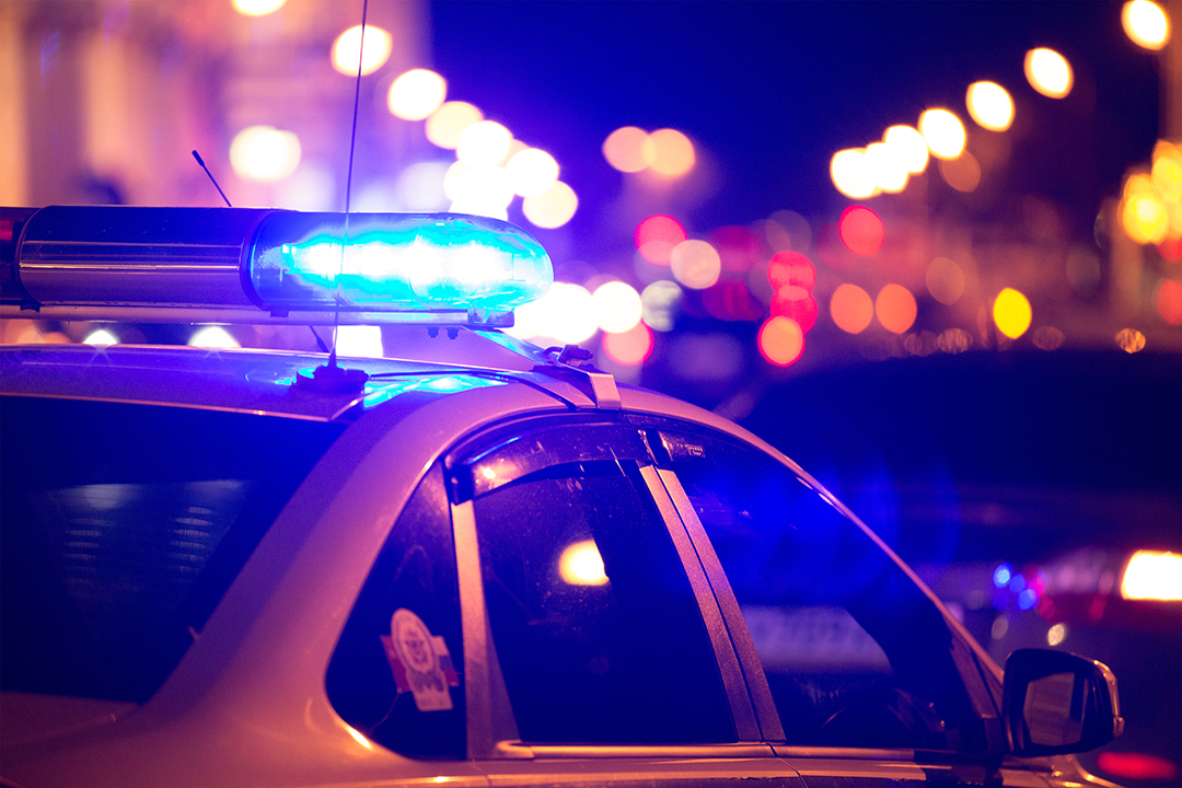 Police car flashing lights