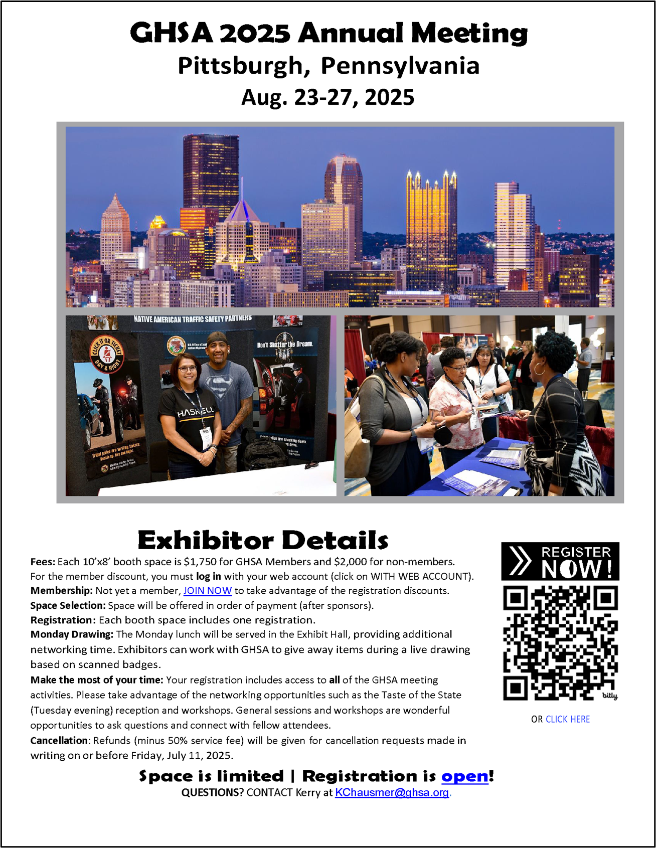 Flyer advertising the GHSA 2025 Exhibit Hall