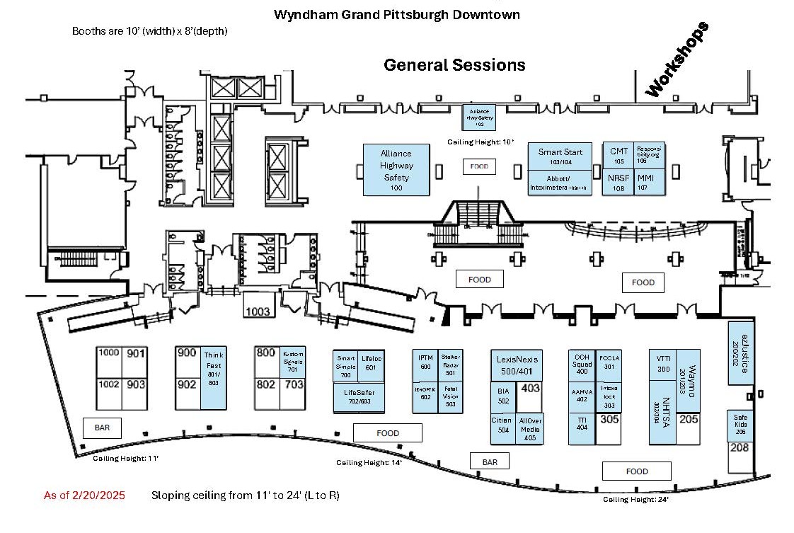 floorplan for the GHSA 2025 Annual Meeting exhibit space