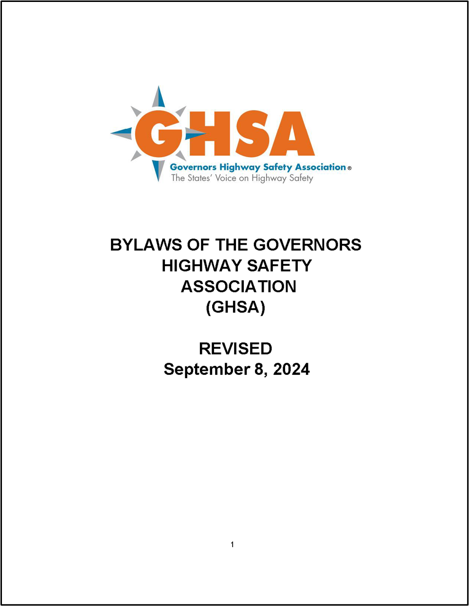 cover of the bylaws of the Governors Highway Safety Association