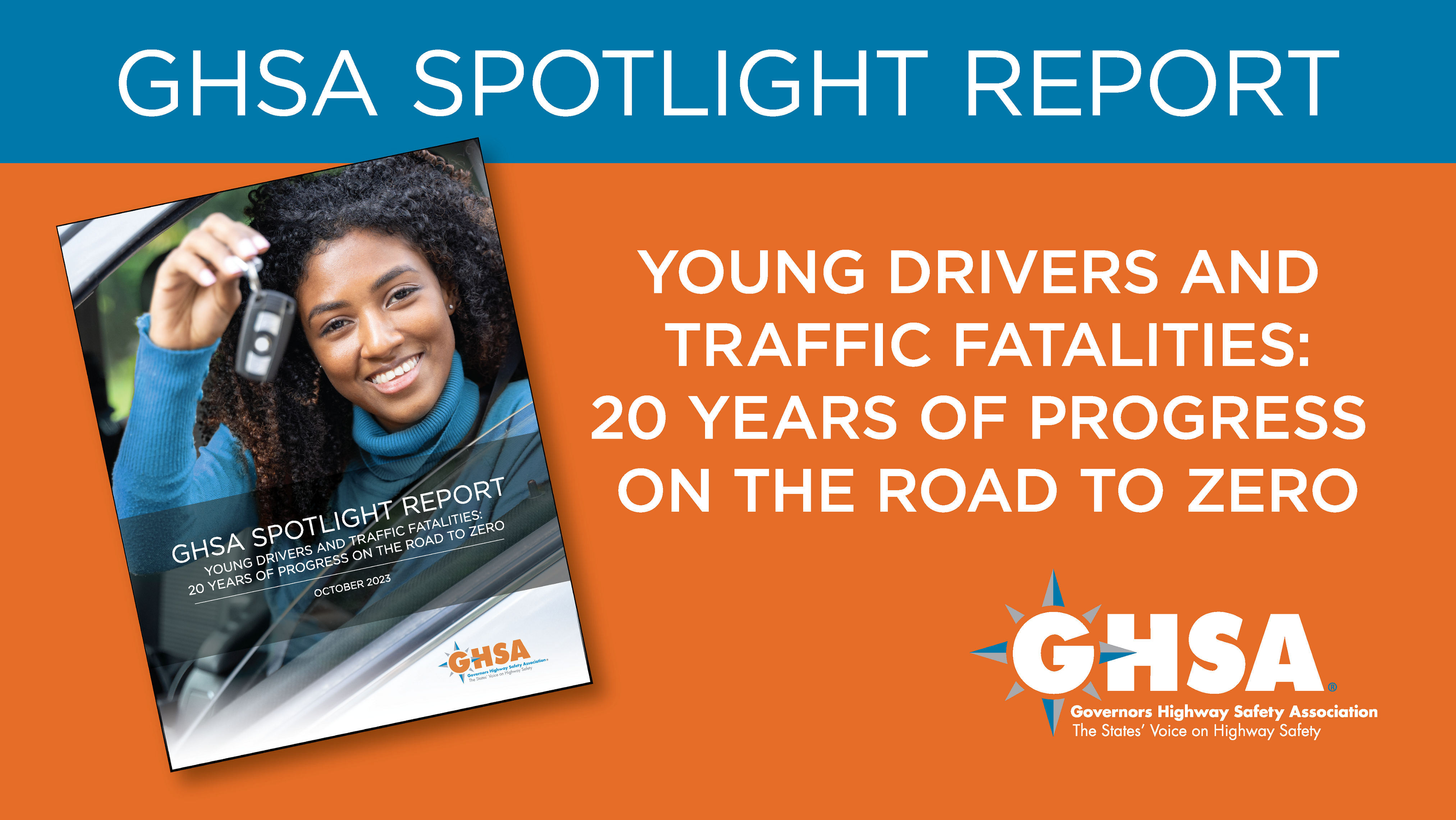 Image showing the cover a report titled Young Drivers and Traffic Fatalities: 20 Years of Progress on the Road to Zero