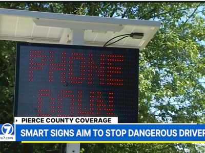 Image from a news broadcast showing a traffic sign