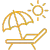 icon of beach chair, umbrella and sun
